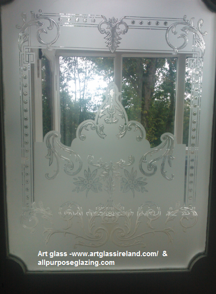 Traditional edwardian Sandblasted and acid etching in ireland by Art glass ireland.png