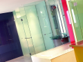 Bathroom Glass painted glass wall cladding and coloured splashback with shower encoursures in belfast and northern ireland.png