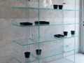 all sizes large shop displays Decourative Glass Furnityre made to measure designed and supplied UV Bonding quality hand made glass shelves and furniture Ireland